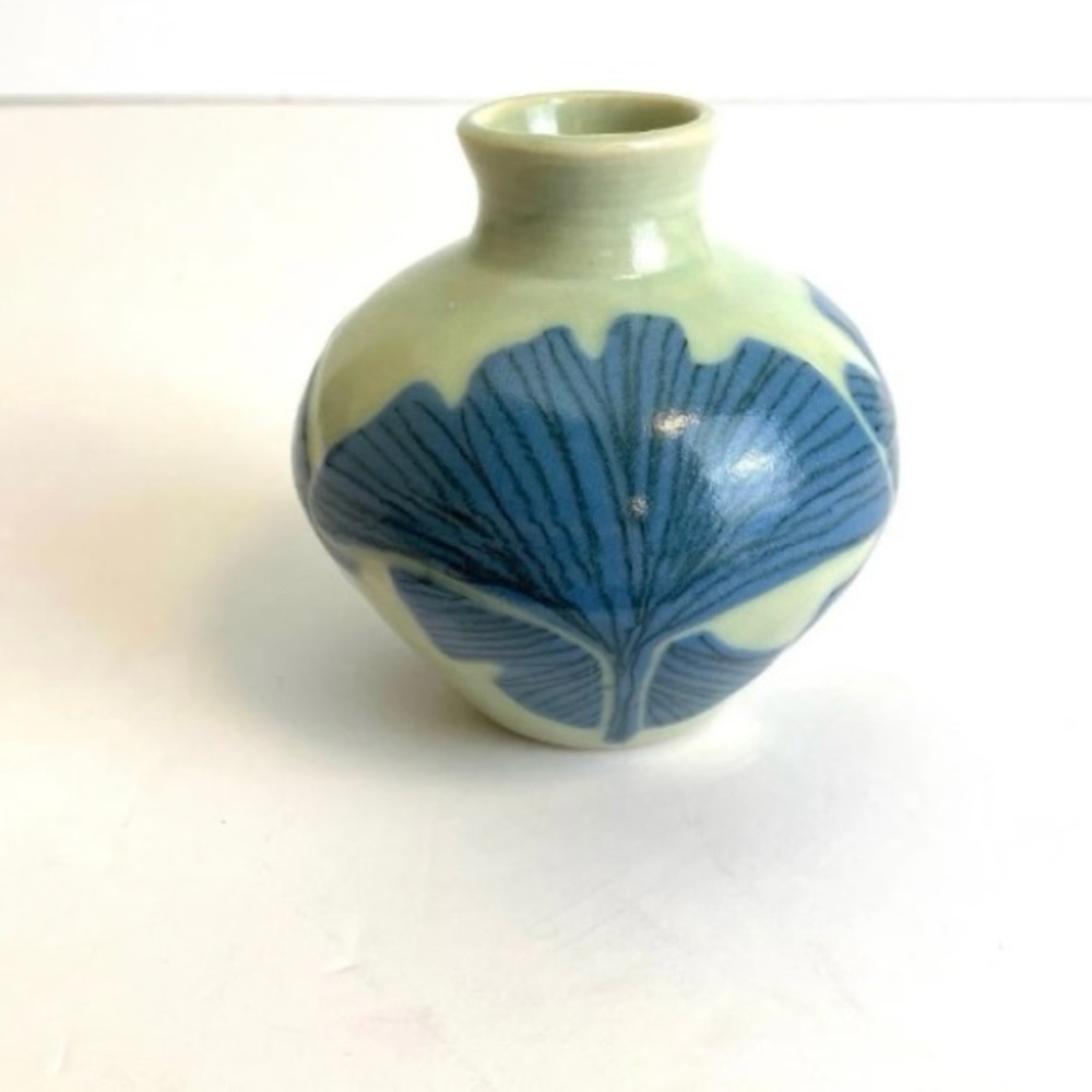Blue and Cream Ceramic Vase